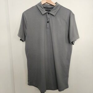 Cuts AO Curve-Hem Polo Mens L Grey Excellent Short Sleeve Performance Shirt Acti